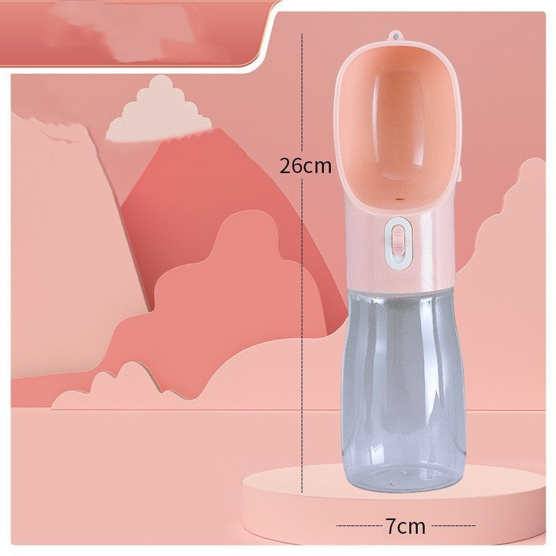 Pet Dog Water Bottle Feeder Bowl Portable Water Food Bottle Pets Outdoor Travel Drinking Dog Bowls Water Bowl For Dogs Pink Water bottle 400ml Solid color
