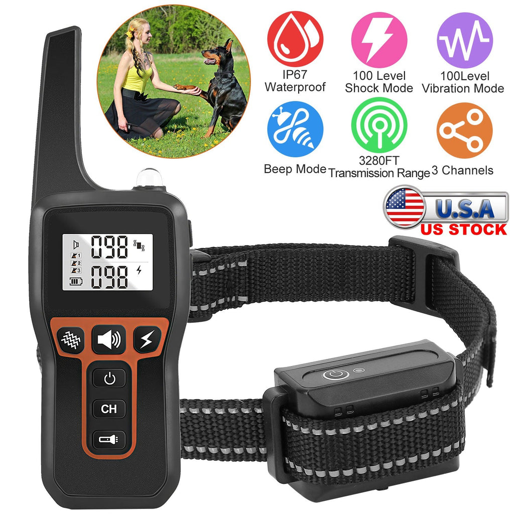 GBruno Dog Training Collar – 3280FT, IP67, 100 Levels | 3 Modes, 3 Dogs | Rechargeable