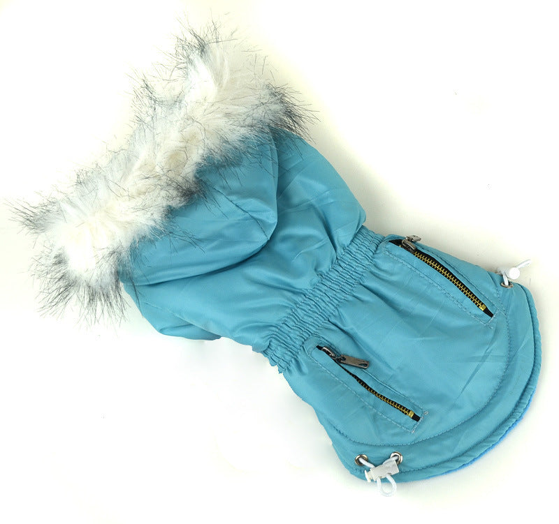 Zippered Cotton Padded Clothes For Pets Blue