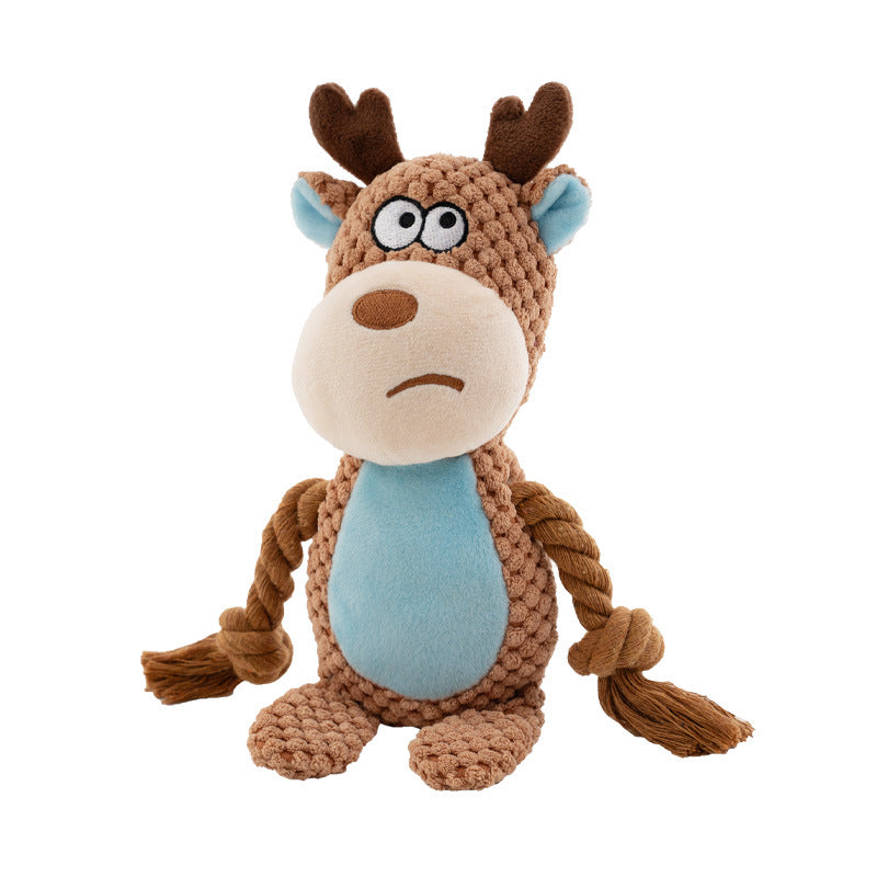 Pet Plush Sound Cotton Rope Toys Interactive Tug Of War Training Item Creative Dog Toy Pet Training Dog Supplies Milu deer