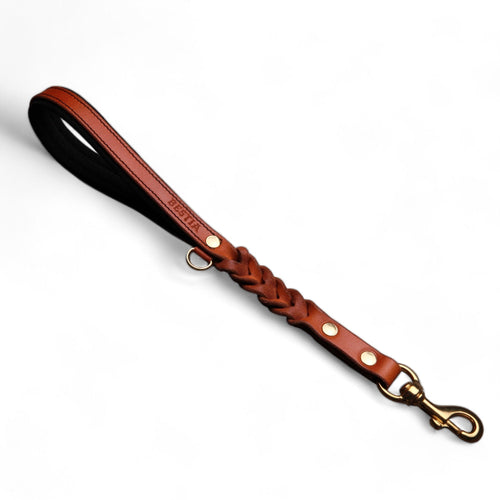 BESTIA DOG SPORT Short "Control" Lead Brown Brass