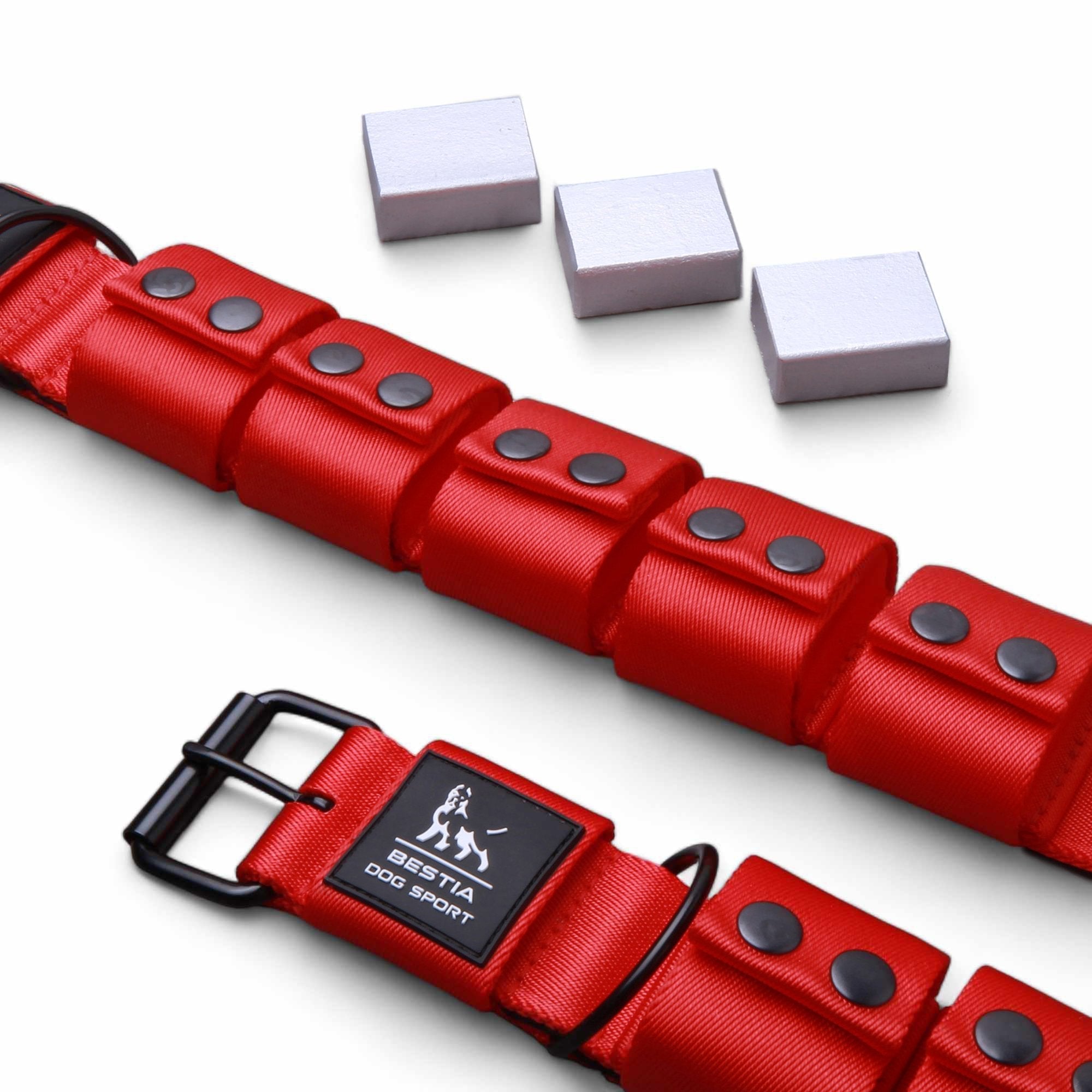 BESTIA DOG SPORT Weighted Dog Training Collar Red