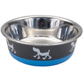 Non-Skid Pup Design Dog Bowls by Maslow, Blue 6.75 Cups