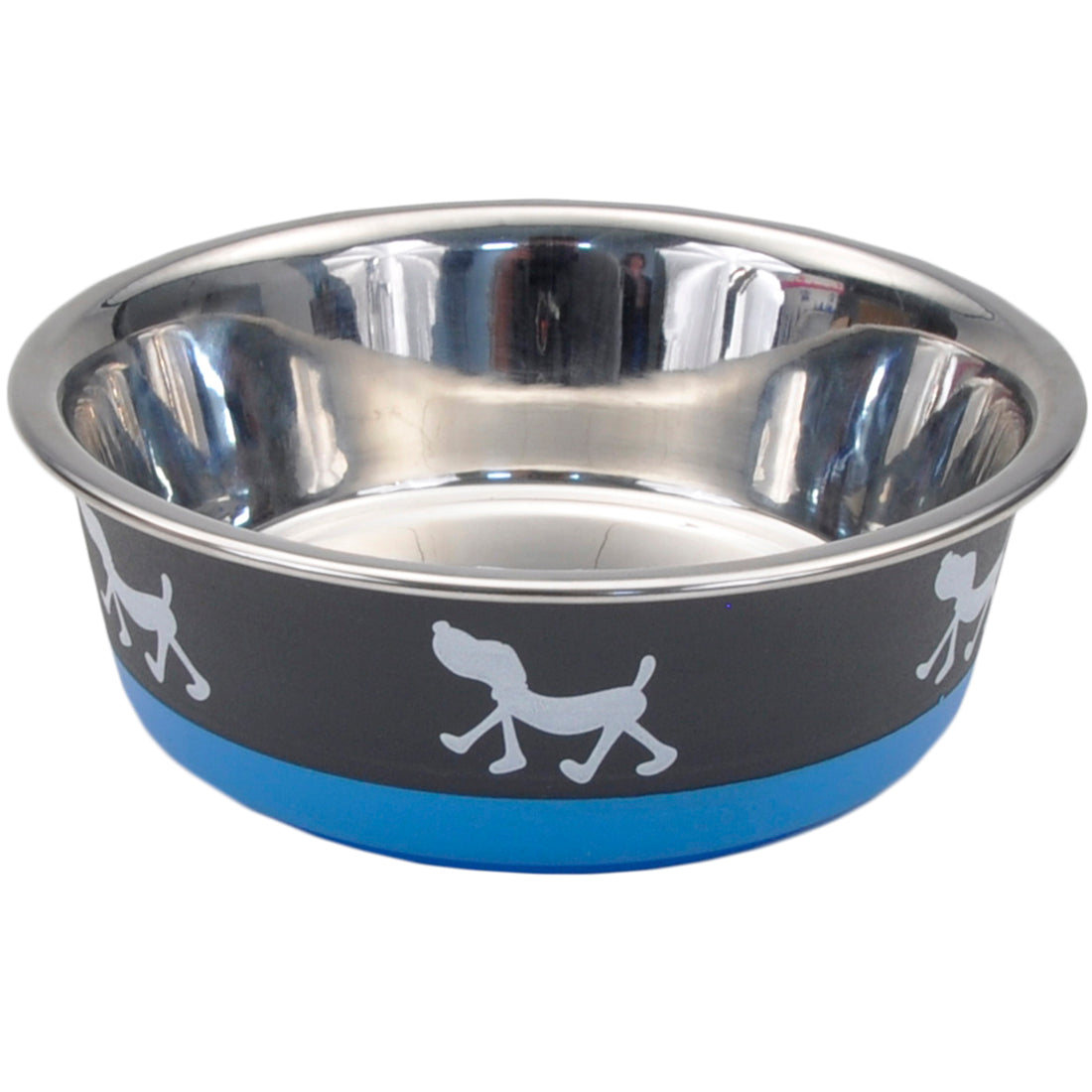 Non-Skid Pup Design Dog Bowls by Maslow, Blue 6.75 Cups