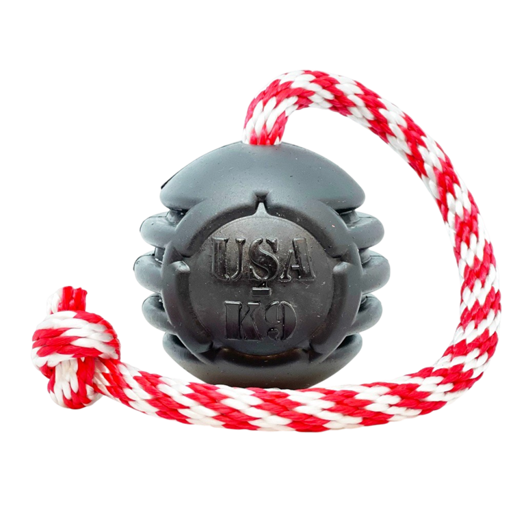 USA-K9 Magnum Stars and Stripes Rubber Dog Toy | K9 Handler Reward Toy | USA Made LARGE STARS AND STRIPES REWARD BALL