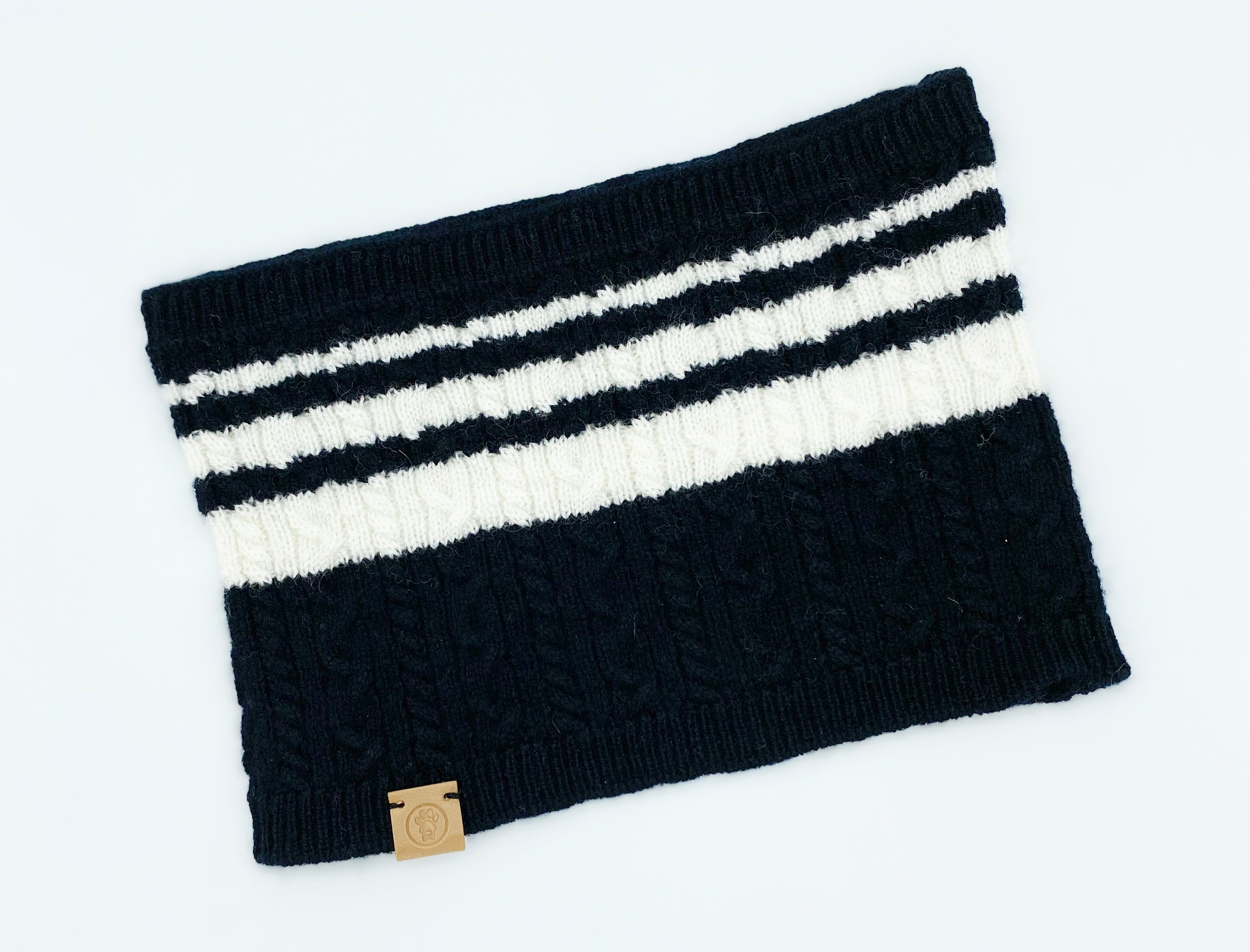 Cashmere Blend Scarf sets for Pets and their humans, Black and White SMALL