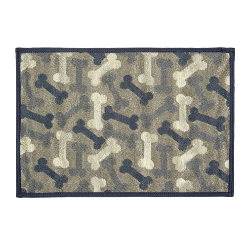 Bone Denim Fashion Mat for Dog or Cat Bowls