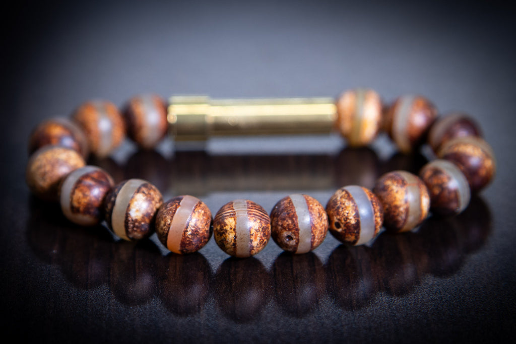 Tibetan Agate Bead Bracelet for Hair Fur or Ash Clear Stripe