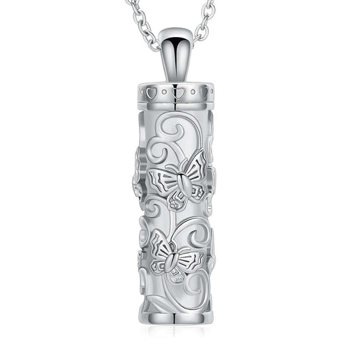 Butterfly Cylinder Ashes Necklace Pendant