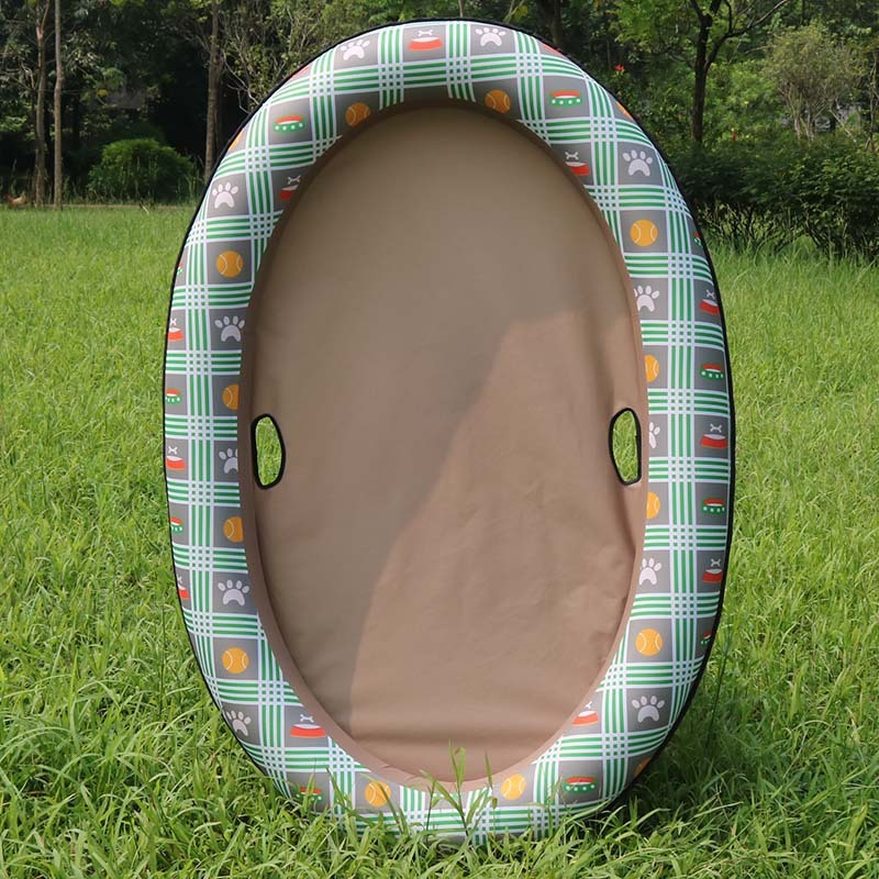 Dog Swimming Pool Inflatable Hammock Pets Pool Floating Bed Spring Summer Swimming Ring Brown plaid house