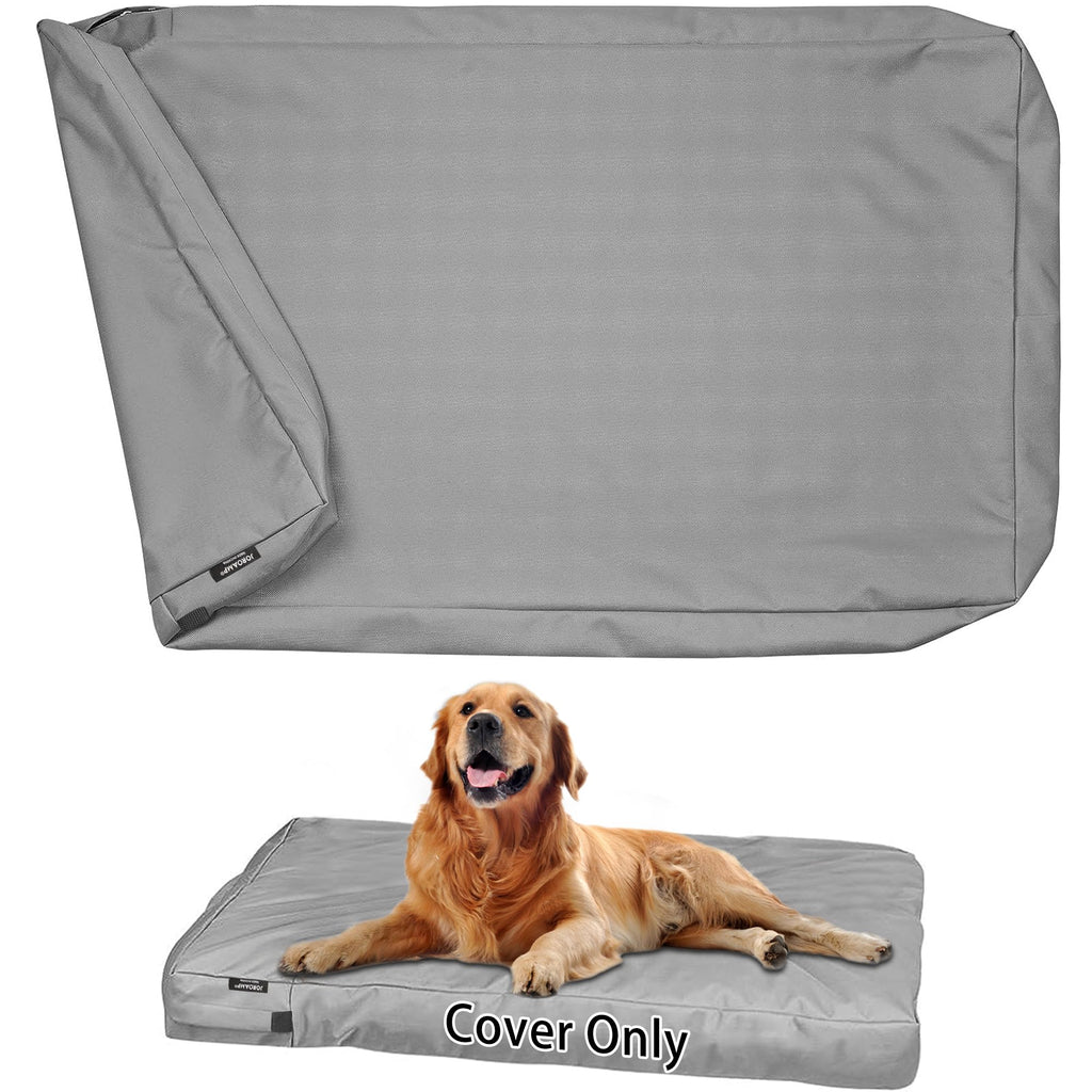 Joroamp Dog Bed Cover Replacement Washable Waterproof Large Pet Canvas Dog Crate Kennel Removable Heavy Duty Dog Bed Covers with Zipper 46x29x4 Inches(Gray)