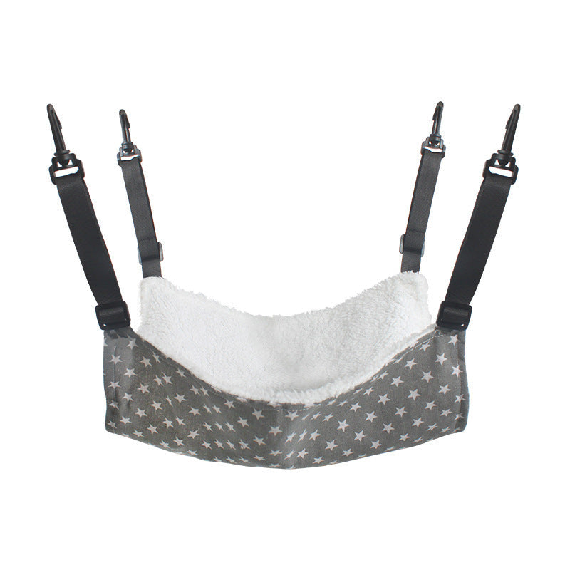 Designer Pet Hammock Cotton Mouse Ferrets Guinea Pig Cat Hanging Bed For Cats Rodents Hammock For Hamster Pets Supplies White star on gray background