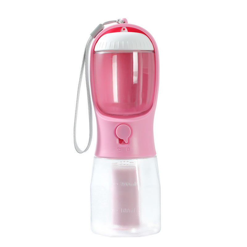 Dog Water Cup Drinking Food Garbage Bag Three-in-one Portable Small Multi-functional Pet Cups Pets Supplies 300ml Garbage Bag Cherry Blossom Pink