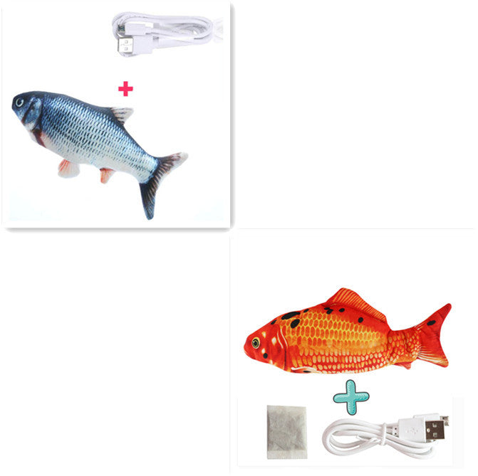 Electric Funny Cat Simulation Fish Beating Usb Jumping Cat Toy Set B