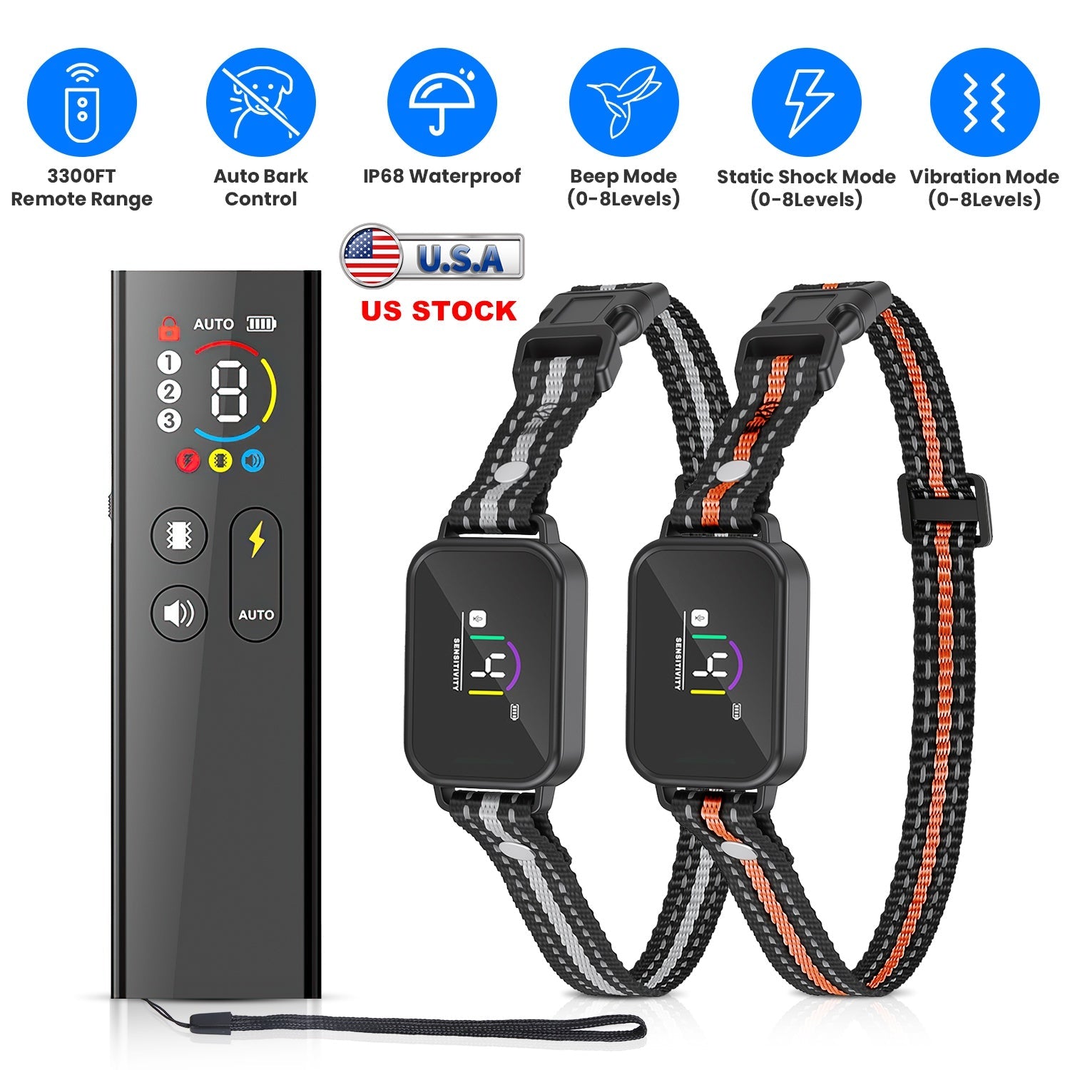 Dog Training Collar with Remote and Bark Control for Small Dogs