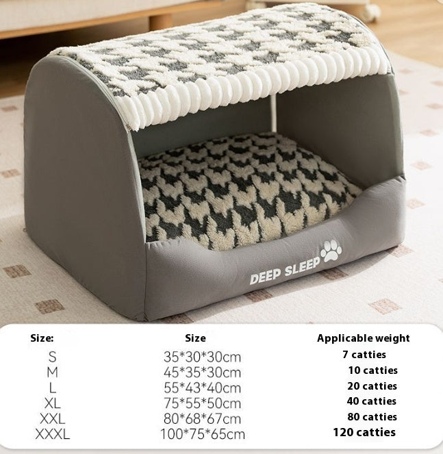 Small Dog Three-dimensional Bear Curved Room Kennel Removable Nest Warm Enclosed Cave Sofa Pets Supplies Grey