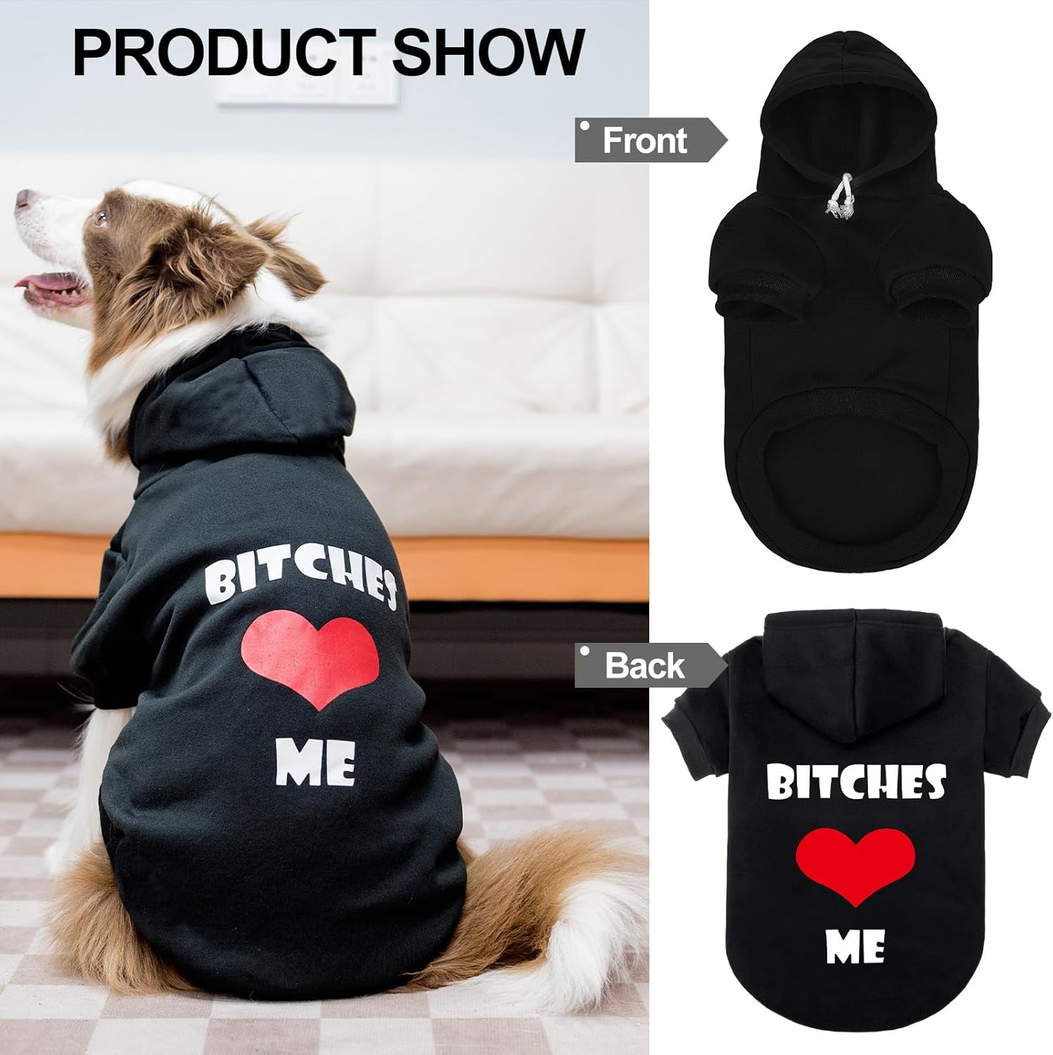 Dog Hoodie Sweatshirt with Leash Hole Warm Pet Clothes XS-XXL Dogs