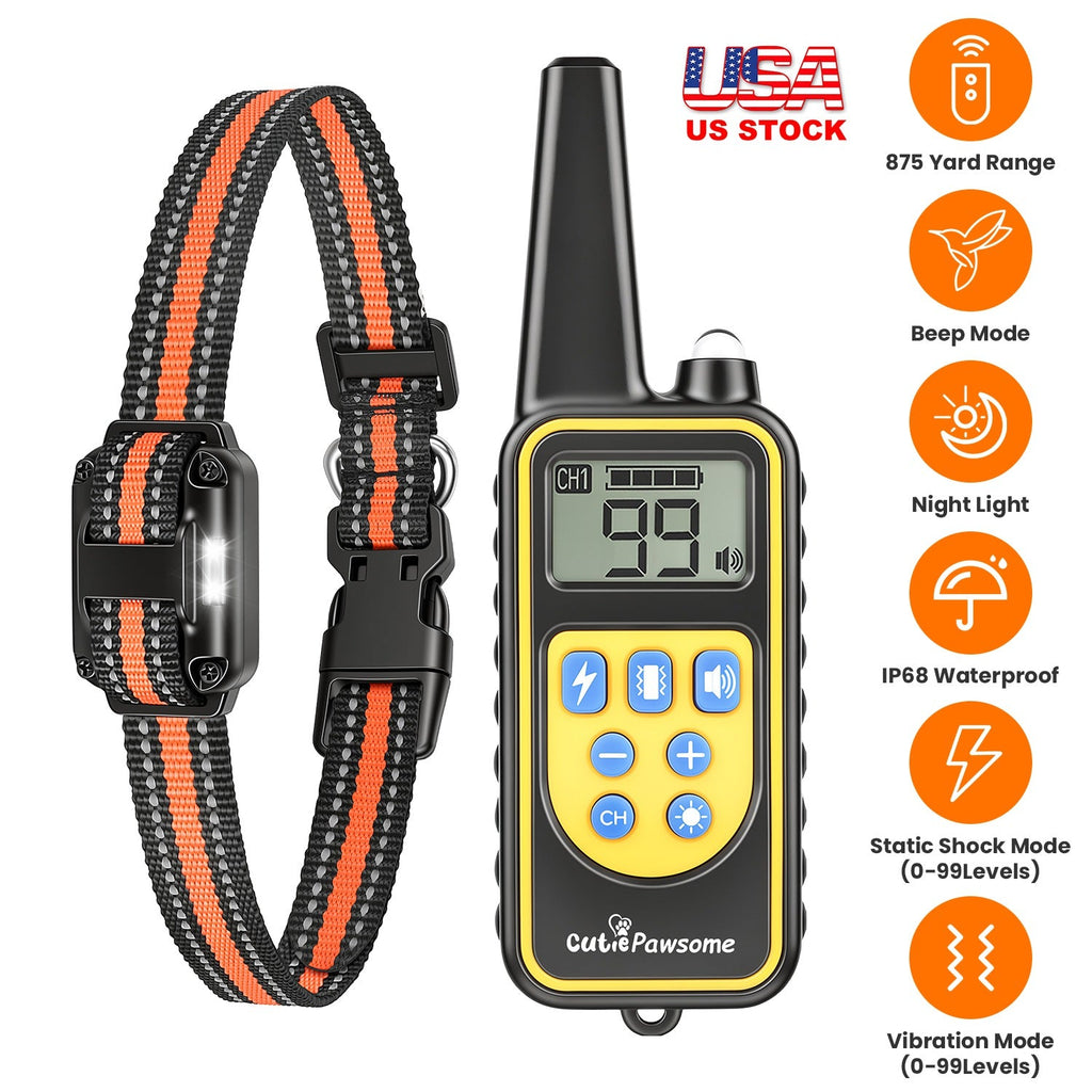 Rechargeable Dog Training Collar with Remote – 875 Yard Range