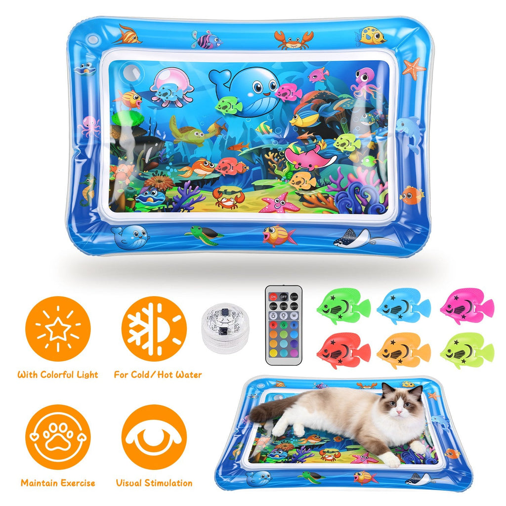 Cat Water Mat with Floating Fish & LED Lights