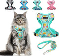Cat Harness and Leash Set Escape Proof Reflective Adjustable Vest H603 Pro Green Tropics Medium (13-18Lb)