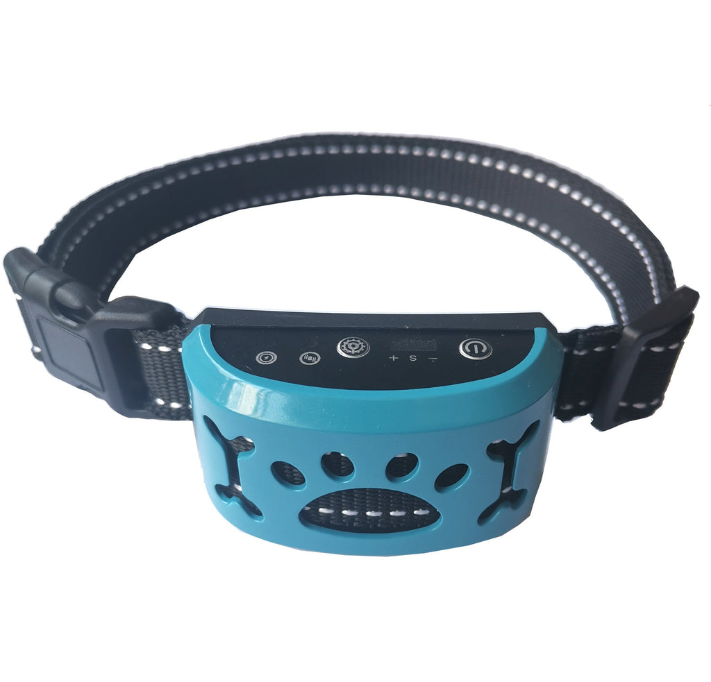 Pet Collar Automatic Identification Vibration Electric Shock Stop Barking for traction BLUE