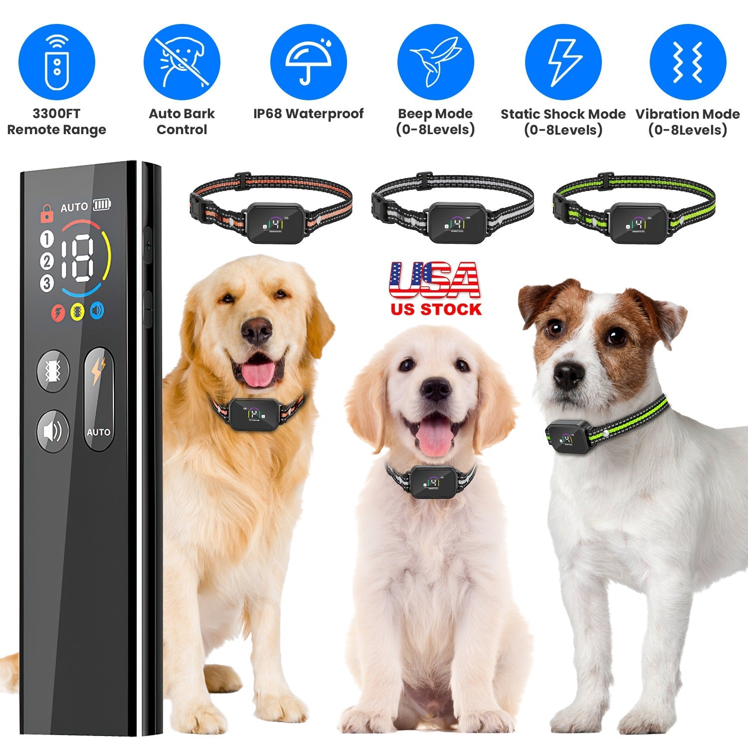 Dog Training Collar with Remote and Bark Control for Small Dogs