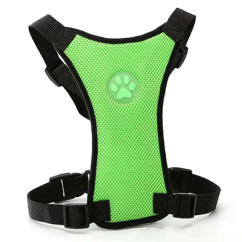Dog supplies Breathable mesh chest straps Pet car safety chest back Green XS