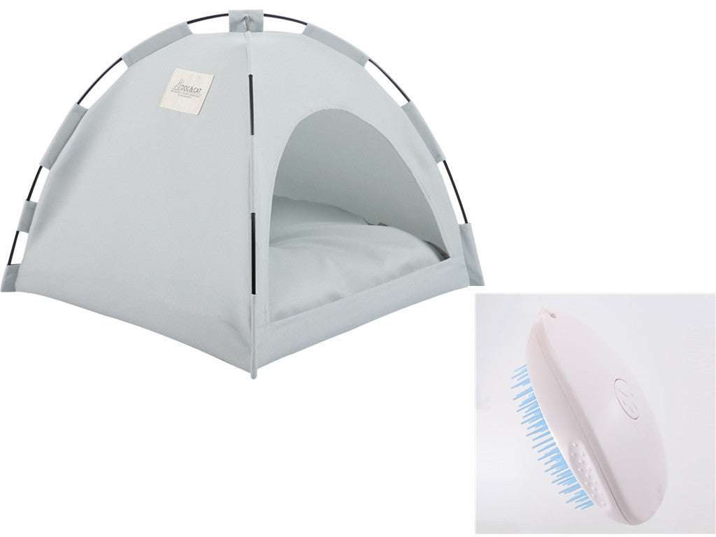 Cat Tent Cooling Mat & Dog Bed – Indoor Pet Sofa with Cushion Green grey set