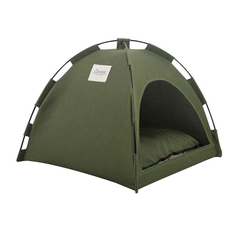 Cat Tent Cooling Mat & Dog Bed – Indoor Pet Sofa with Cushion Military Green