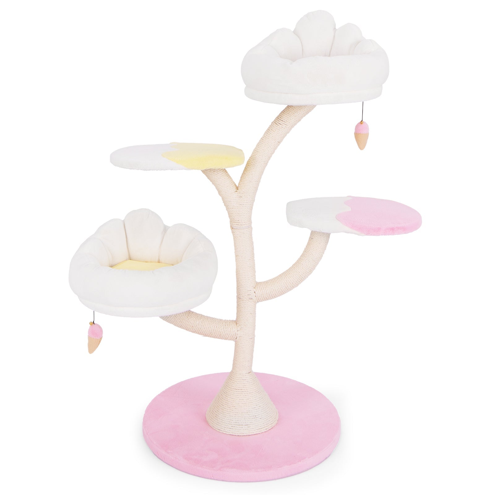 Multi-Layer Cat Tree Cat Tower with 2 Cat Perches 2 Platforms-Pink Default Title