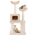 48 Inch Cattail Cat Tower with Sisal Scratching Posts Perch and Condo-Beige Default Title