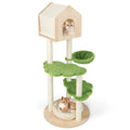 55 Inch Tall Cat Climbing Stand with Sisal Scratching Posts and Soft Cat Bed for Indoor Kittens-Green Default Title
