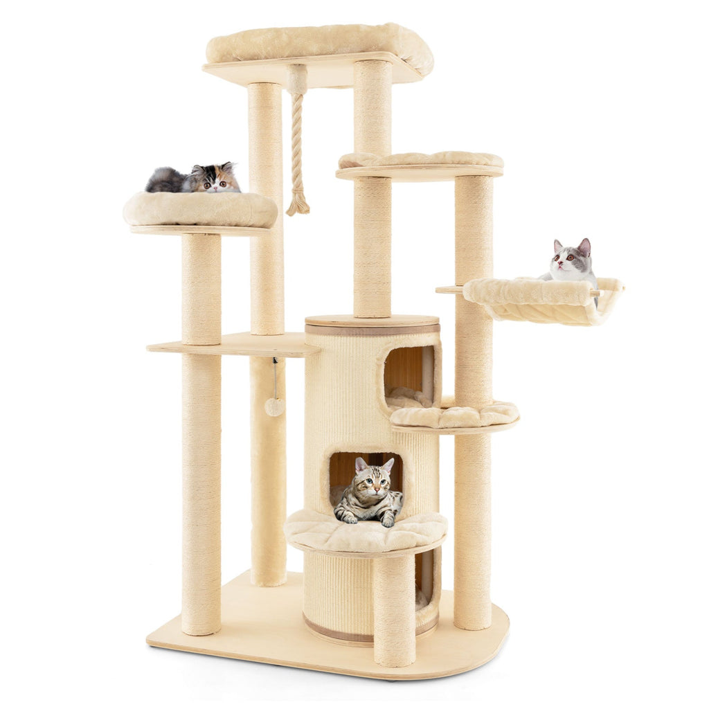 Multi-Level Cat Tree with 3-story Cat Condo Beige
