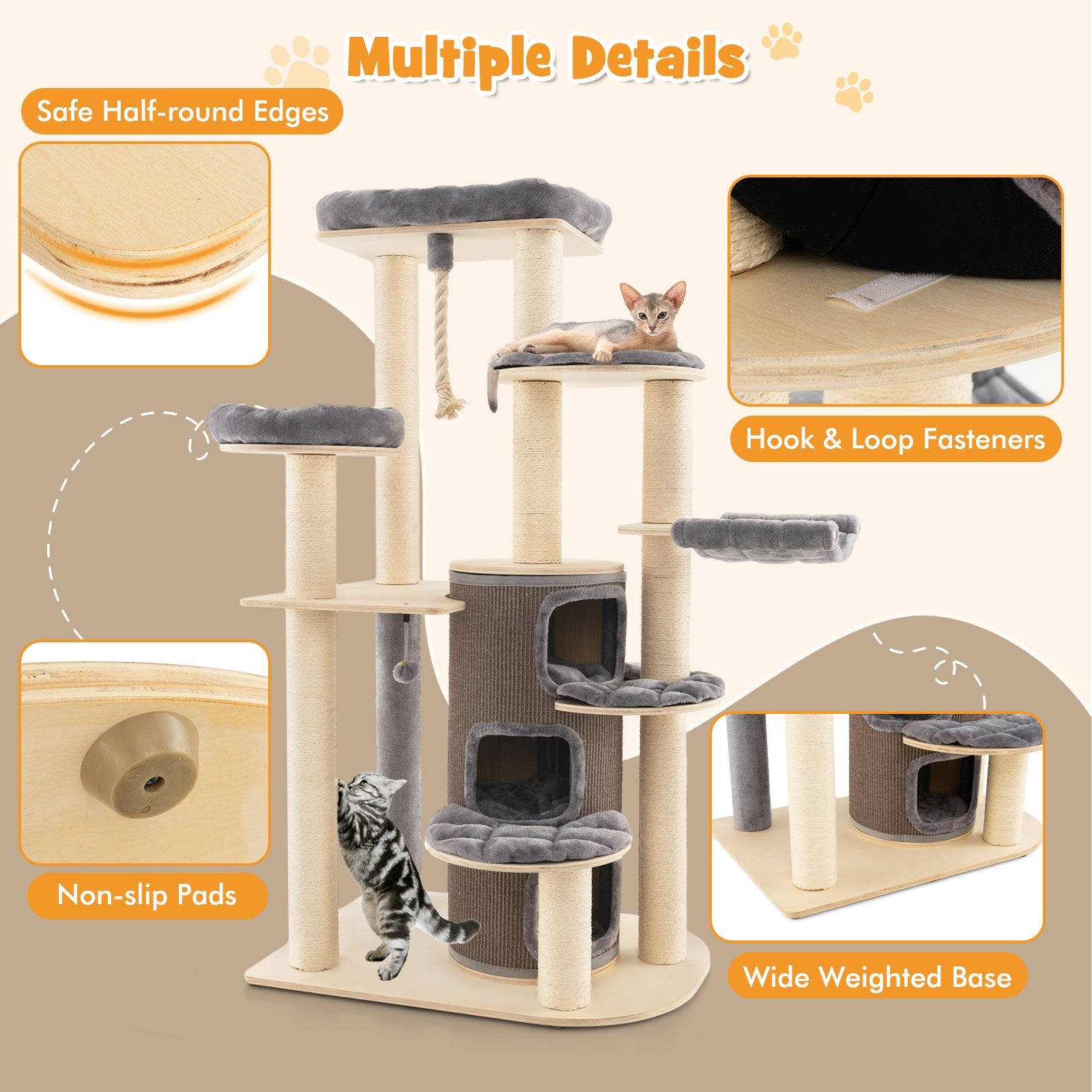Multi-Level Cat Tree with 3-story Cat Condo