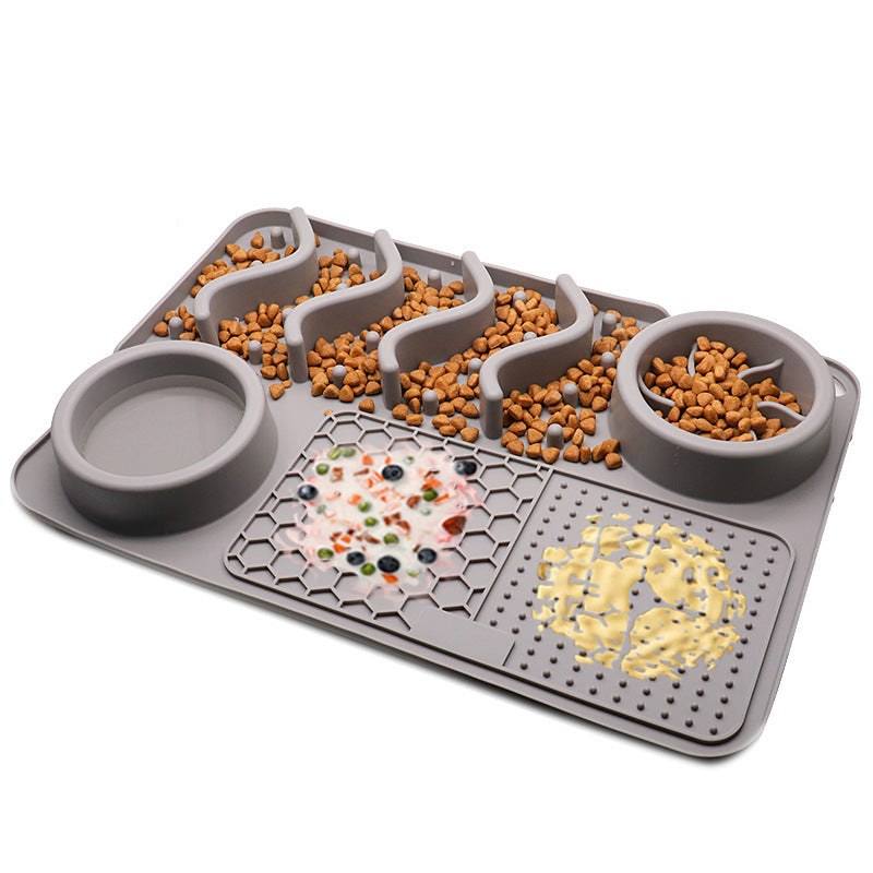 Dog Silicone Licking Pad Pet Licking Mat Silicone Smelling Mat Multifunctional Food Bowl Pets Supplies Large Gray Licking Pad