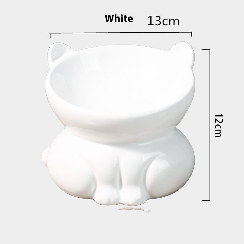 Ceramic Cat Dog Bowl Pet Supplies Drinking Water Goblet Food Basin White