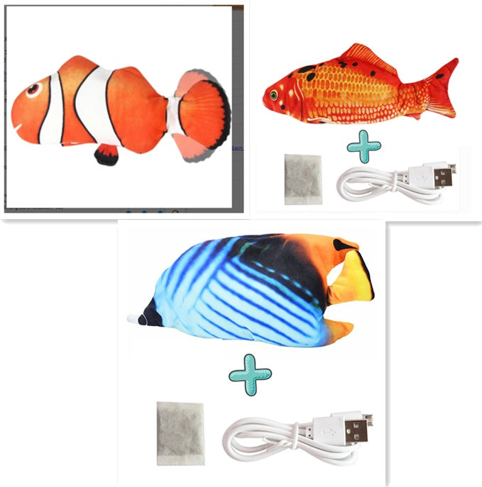 Electric Funny Cat Simulation Fish Beating Usb Jumping Cat Toy Set H