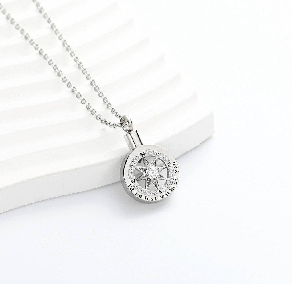 I’d Be Lost Without You Compass Ashes Necklace Pendant