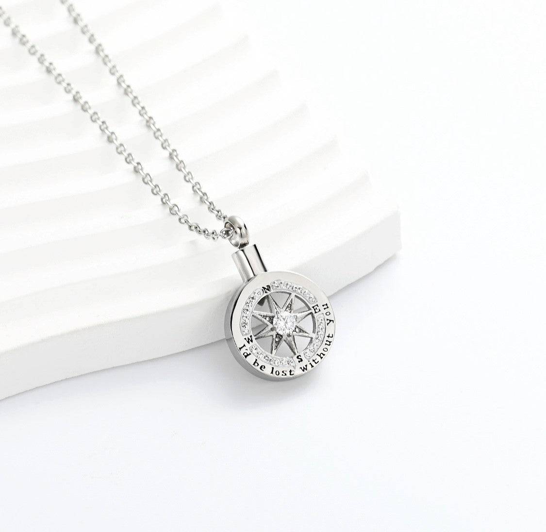 I’d Be Lost Without You Compass Ashes Necklace Pendant