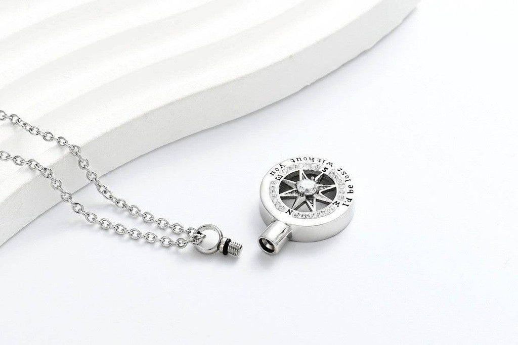 I’d Be Lost Without You Compass Ashes Necklace Pendant
