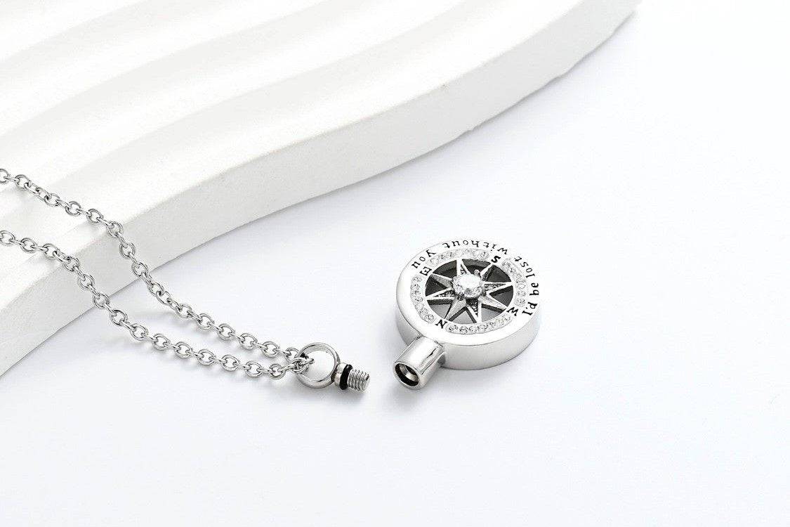 I’d Be Lost Without You Compass Ashes Necklace Pendant