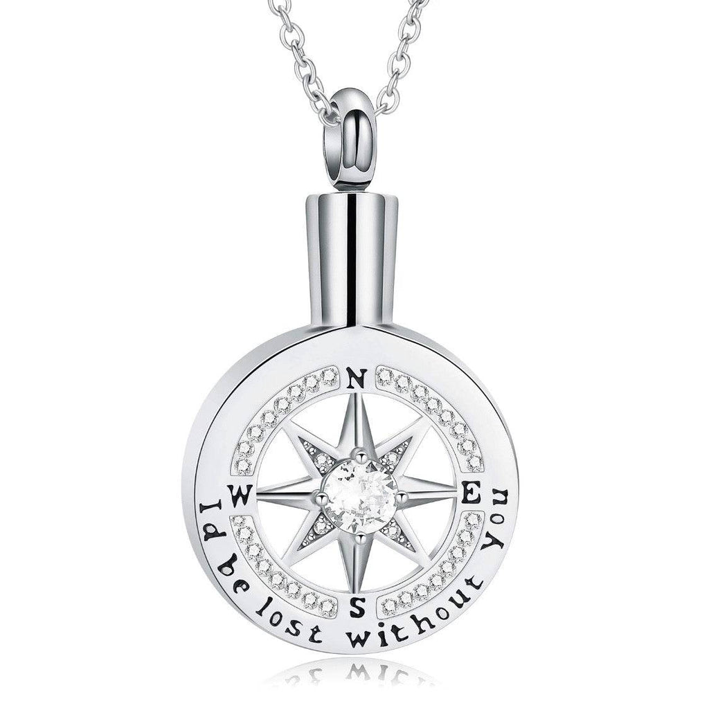 I’d Be Lost Without You Compass Ashes Necklace Pendant