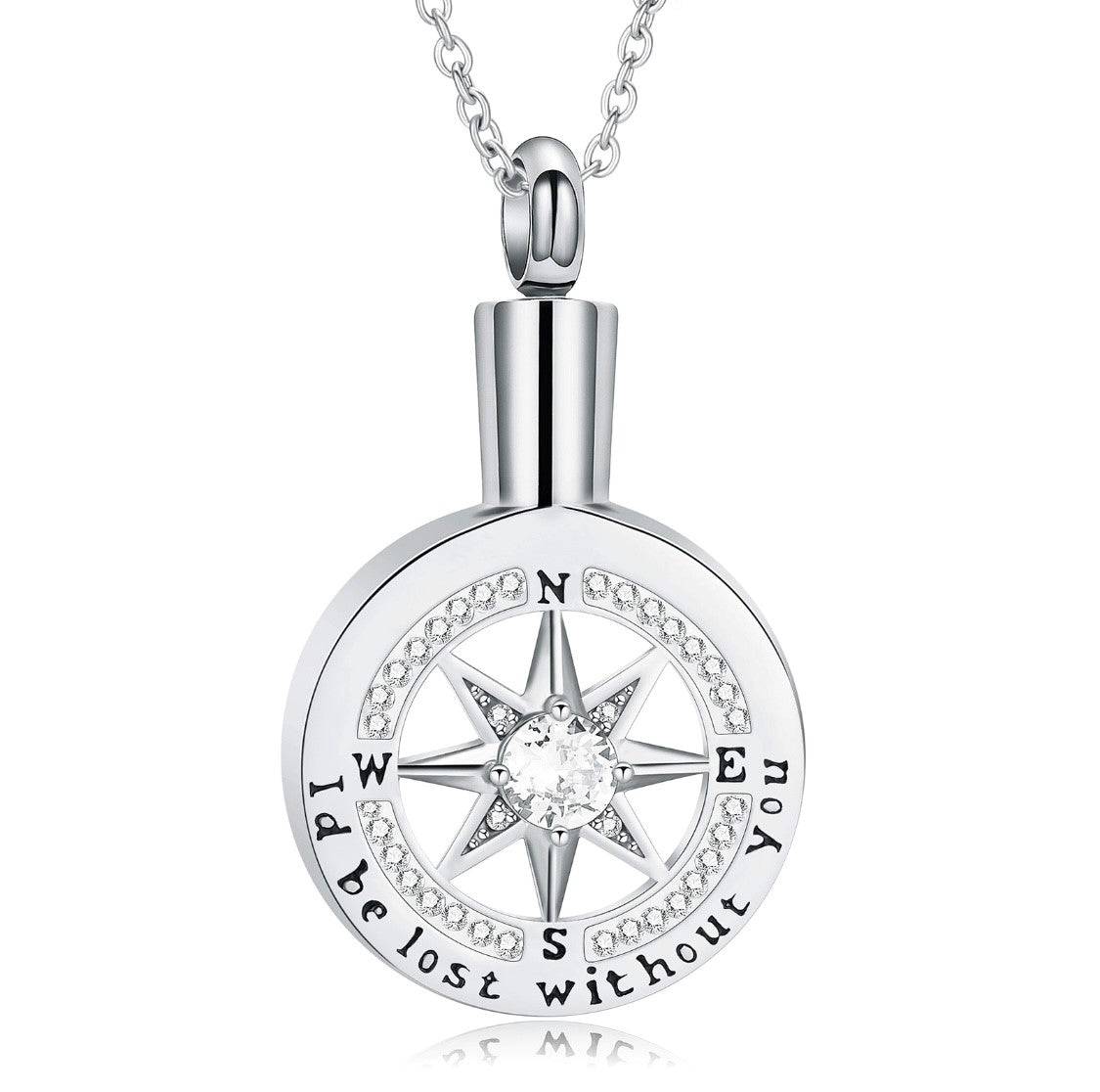 I’d Be Lost Without You Compass Ashes Necklace Pendant
