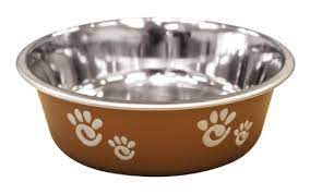 Bella Stainless Steel Paw Print Dog & Cat Bowl, Copper LG