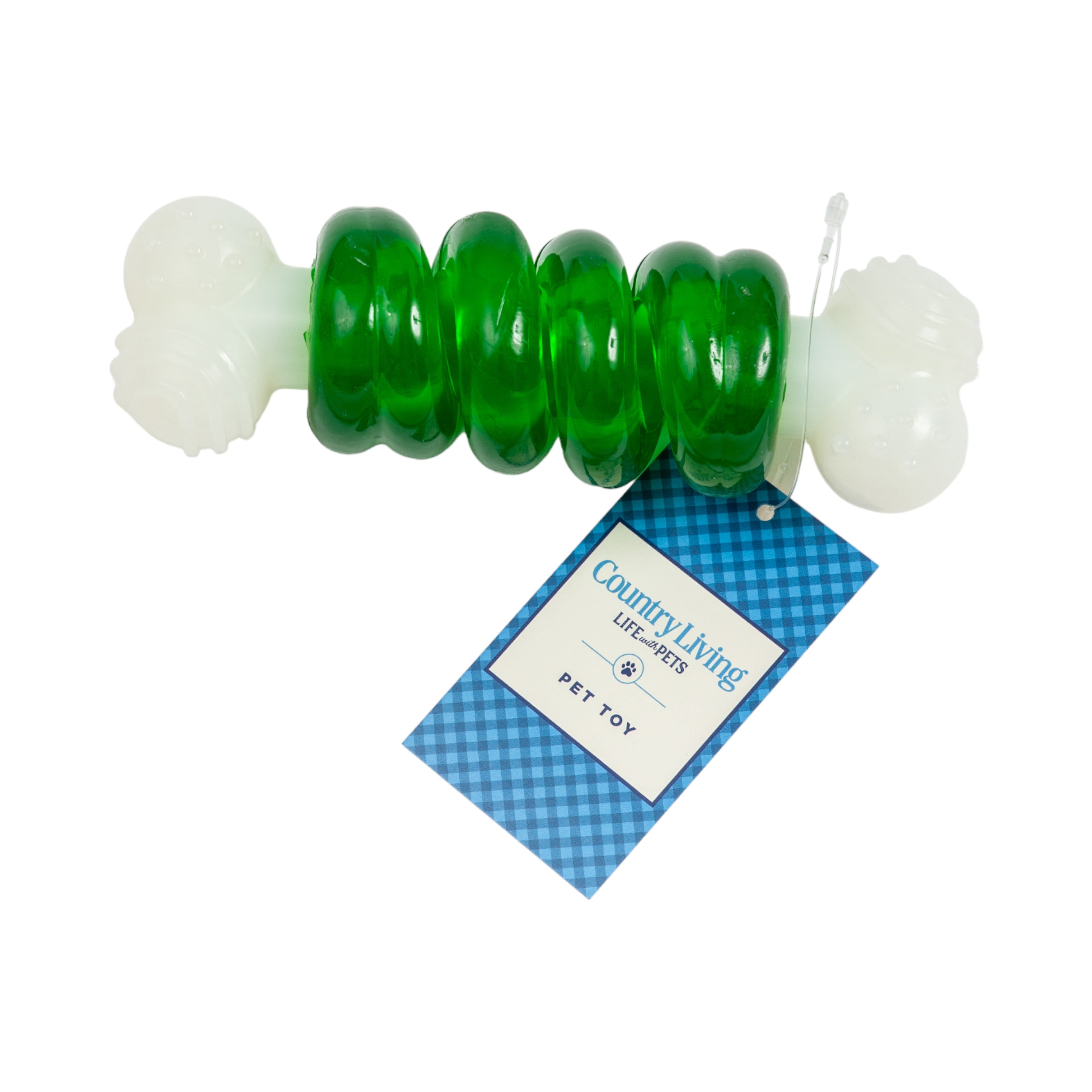 Country Living Bone-a-Treat Dog Chew Toy – Orange Bulged Balls & Green Spiral Ring Green