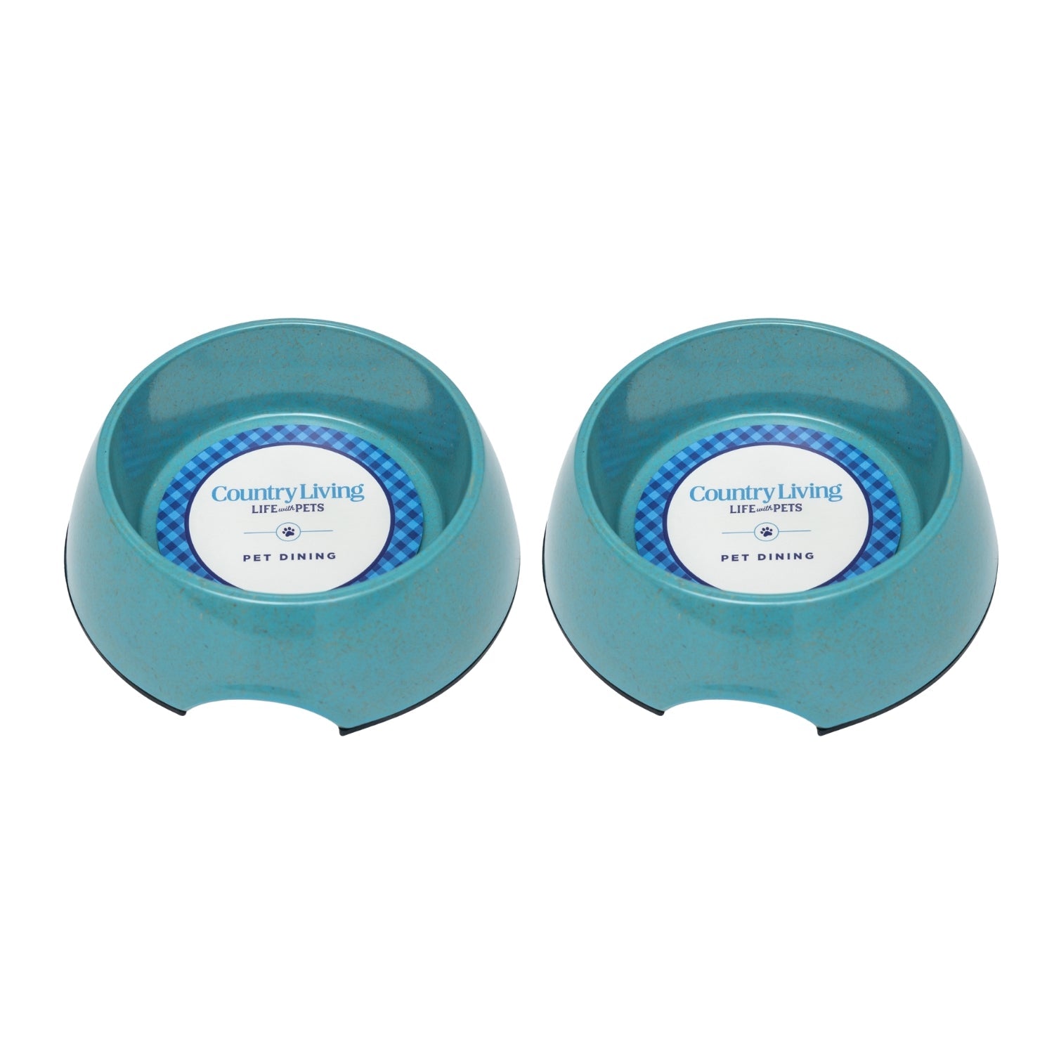 Country Living Set of 2 Natural Fiber Dog Bowls – Teal Blue X-Large (64 oz)