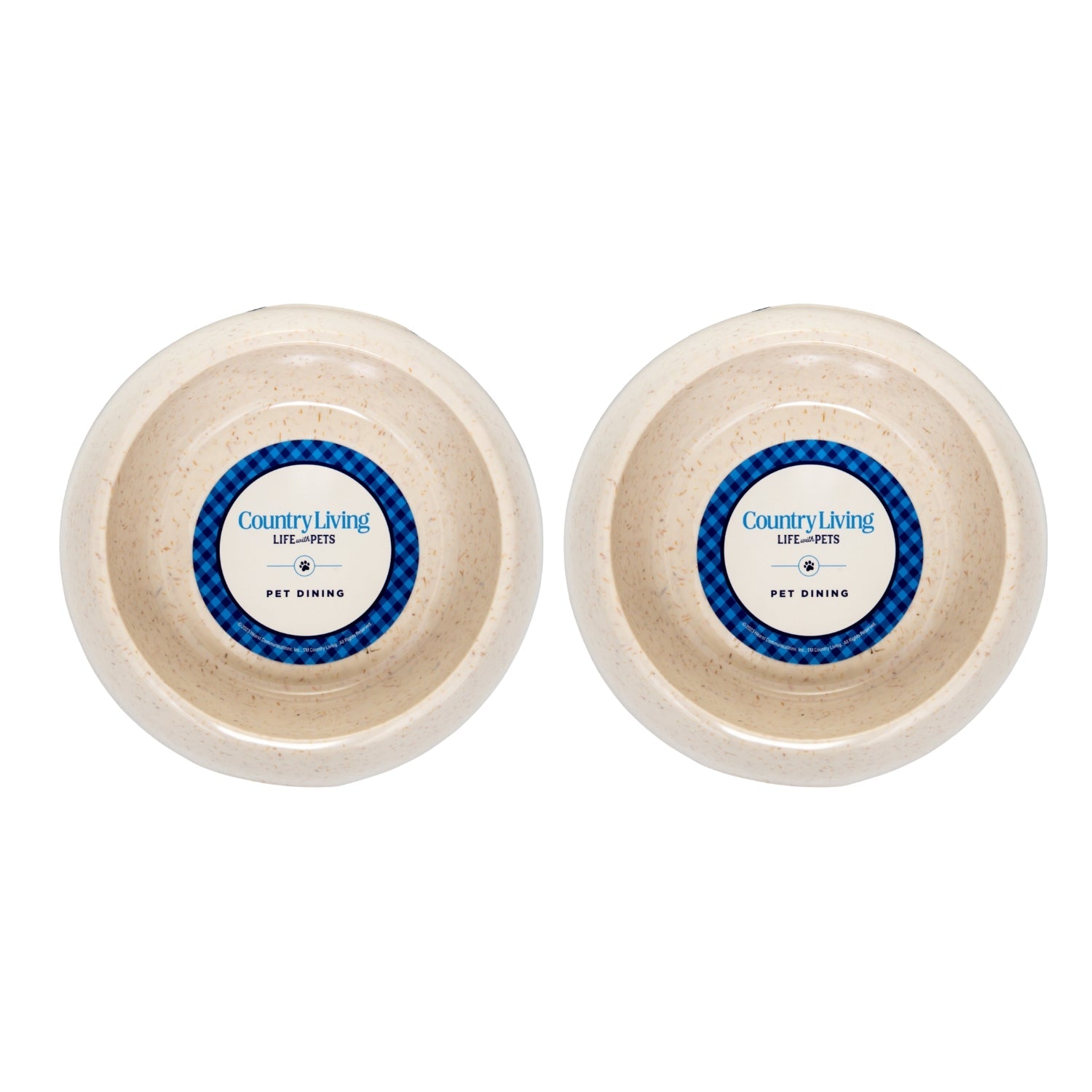 Country Living Set of 2 Natural Fiber Dog Bowls – White Swan