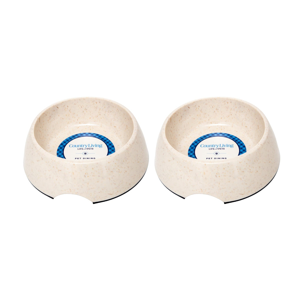 Country Living Set of 2 Natural Fiber Dog Bowls – White Swan X-Large (64oz)