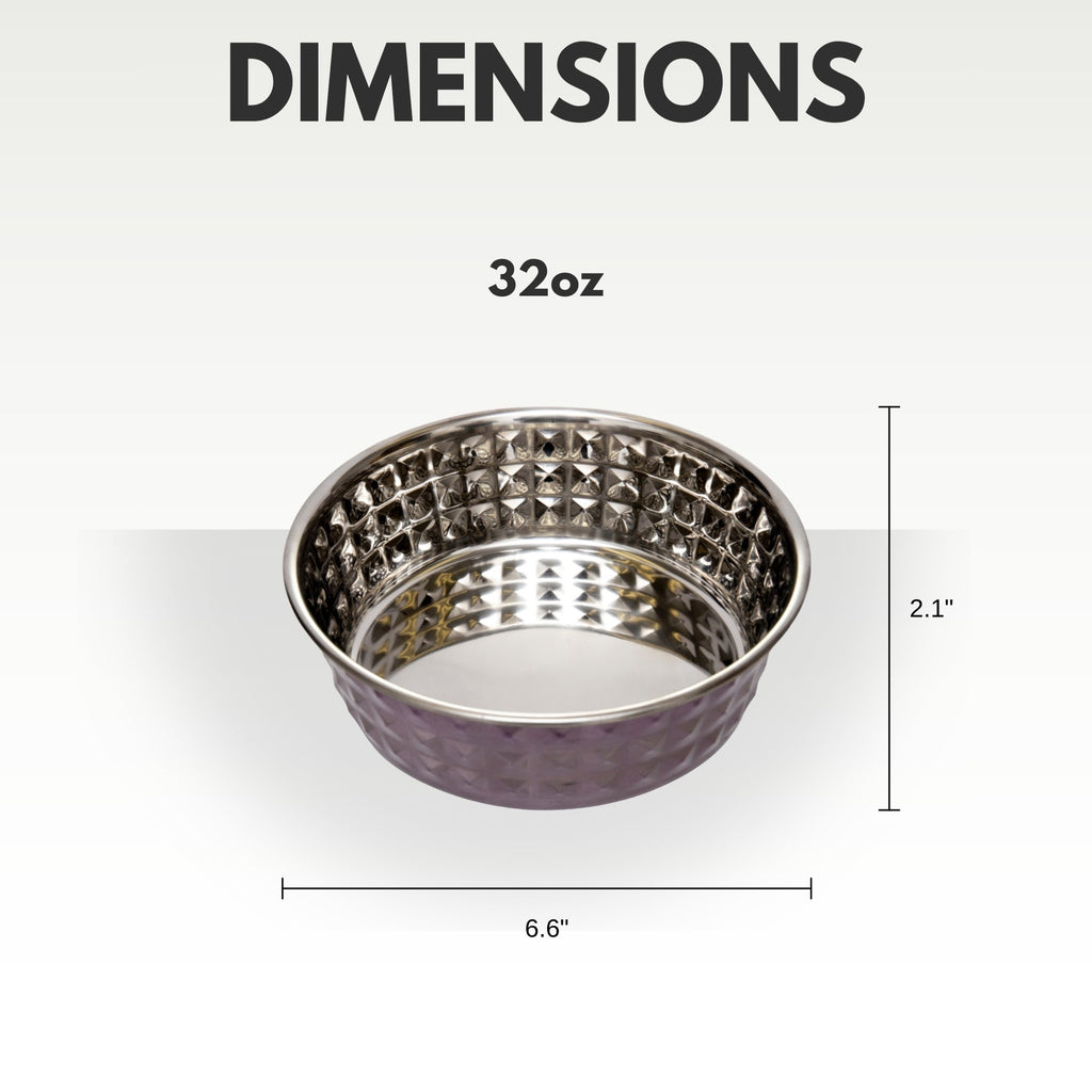 Country Living Set of 2 Hammered Stainless Steel Dog Bowls – Lavender
