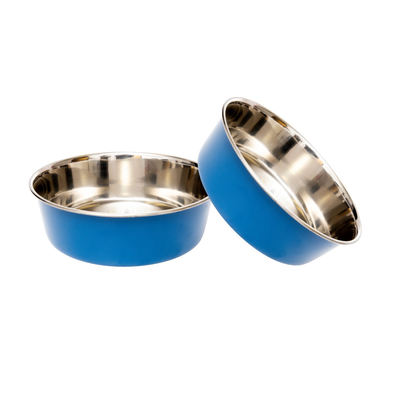 Country Living Set of 2 Heavy Gauge Stainless Steel Dog Bowls - Perfect for Food & Water Blue
